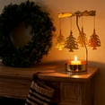 thumbnail image 4 of hengsof Rotating Christmas Candlestick Gold Tree & Snowflake Design Decor for Tables Living Room Holiday Gatherings Ideal for Christmas Decor, 4 of 6