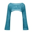 thumbnail image 5 of Ltctricy Women's Crochet Crop Tops Long Sleeve Boat Neck Hollow out See Through Cover Ups Knit Shrug Sweaters(Blue,Large), 5 of 5