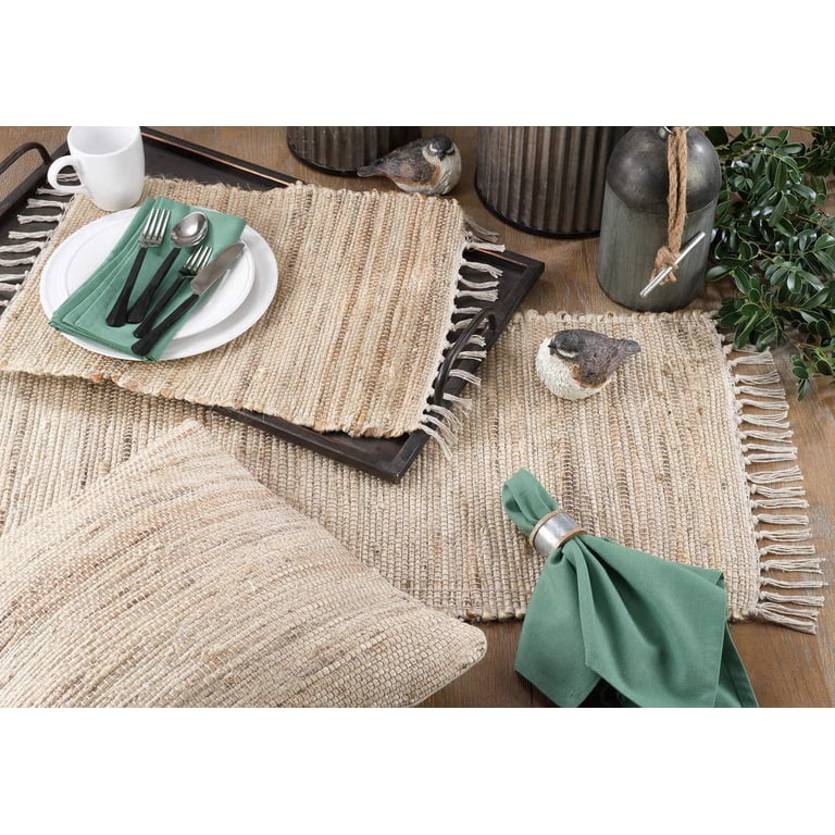 Fennco Styles Jute Chindi Tassel Table Runner - 16" X 90", Natural Farmhouse Decor For Dining Table