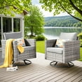 thumbnail image 2 of 2 Pieces Patio Rocking Chairs Set, Outdoor Wicker Rattan Chairs with Comfortable Cushions, Deep Seat Design for Porch Garden Deck - Dark Grey, 2 of 8