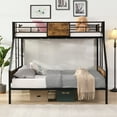 thumbnail image 3 of Harper & Bright Designs Twin Over Full Metal Bunk Bed with 2 - Side Ladder and Full-Length Guardrail, Metal Bunk Bed Frame with Large Under Bed Storage for Bedroom, Black & Brown, 3 of 10