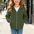 thumbnail image 6 of Gubotare Girls Zip Up Hoodie Kids Fashion Oversized Sweatshirt Jacket With Pockets Lightweight Preppy Sweatshirts 5-14 Years (Army Green, 14-15 Years), 6 of 7