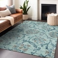 thumbnail image 6 of HomeRoots 664008 10 x 14 ft. Teal & Gray Floral Traditional Washable Machine Made Rectangle Area Rug with UV Protection, 6 of 9