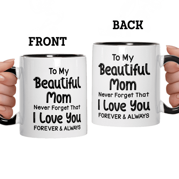 Lotusprinthandmade To My Beautiful Mom Pink Accent Mug (11oz) (Made In US), Mothers Day Gifts for Mom