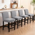 thumbnail image 2 of Homy Grigio Gray Linen Modern Upholstered 24" Bar Stools with Soft Back Sets of 2, 2 of 5