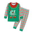 thumbnail image 3 of Family Matching Pajama Soft Cartoon Elf Printed Tops Striped Long Pants Parent-child Home Clothes, 3 of 6