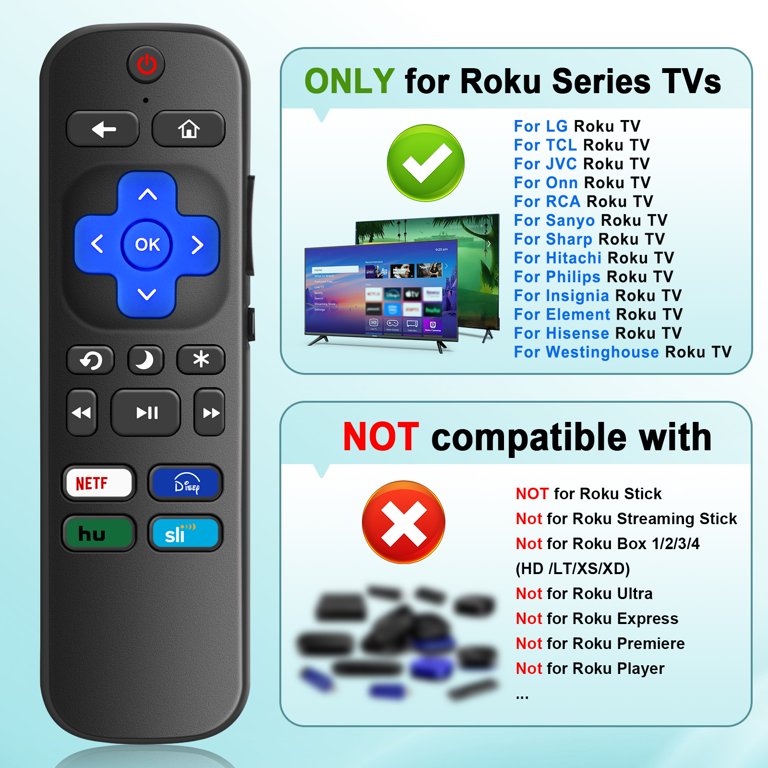 Télécommande De Remplacement Noire Pour Téléviseurs TCL Roku Et Hisense Roku - Neuf D'Origine - Sans Marque
