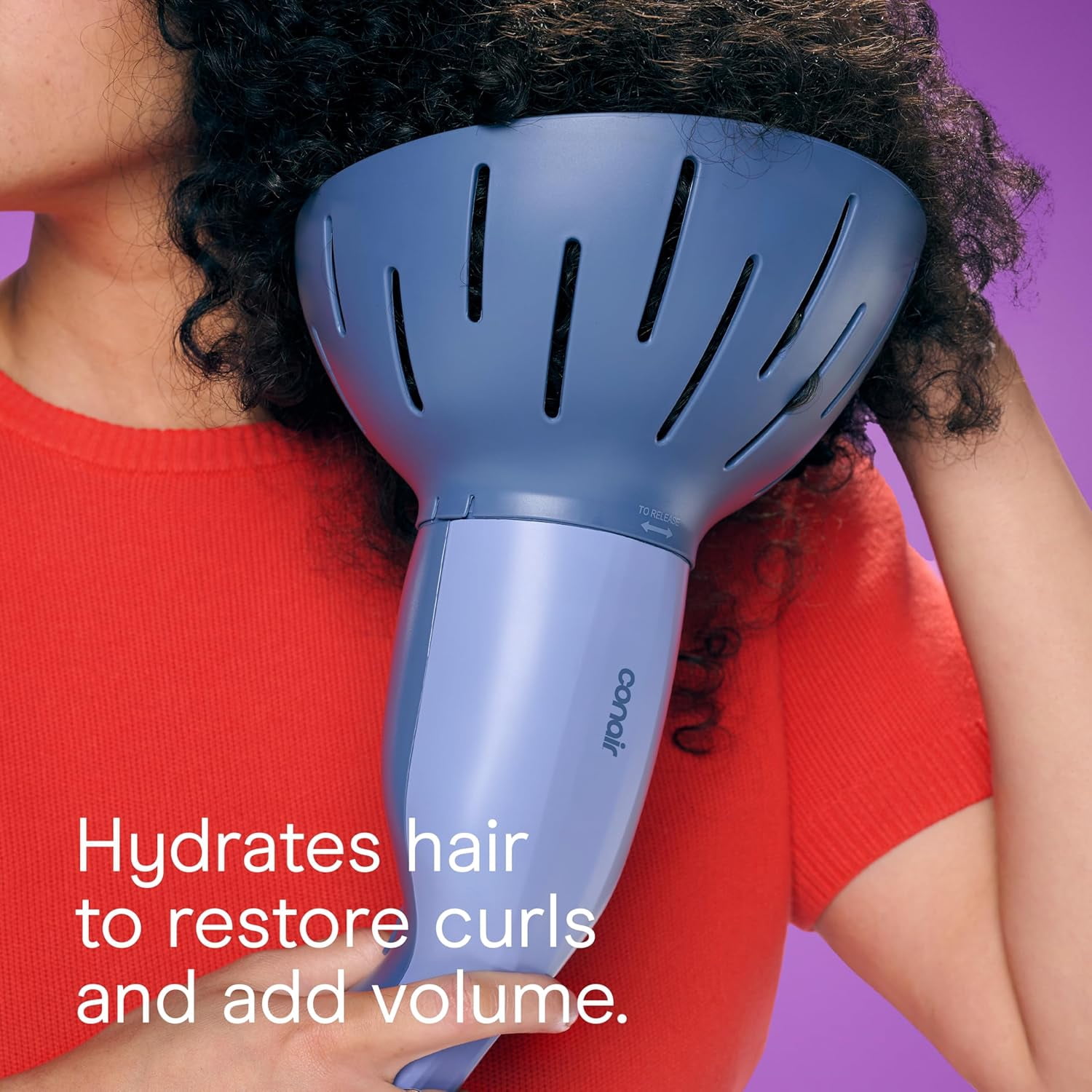 INFINITI PRO CONAIR Steam Therapy Hair Steamer, Portable Hair Steamer with 7" Diffuser Attachment, 30-Second Heat-Up, Penetrating Steam Helps Detangle, Reshape, and Volumize Curls