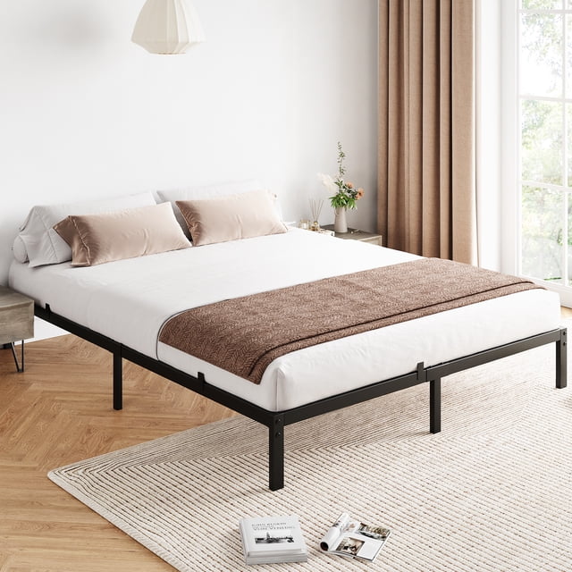 10 Inch Full Bed Frame Without Headboard, No Box Springs Needed, Low-Profile Metal Platform Bed Frame Supporting Mattress Foundation, 800 Lbs Load Capacity / Easy to Assemble / Noiseless / Black