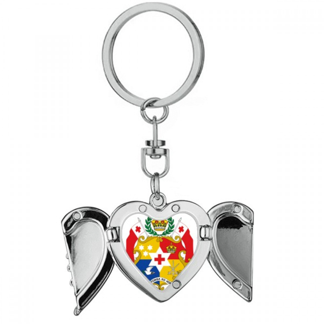 Llavero de alas de ángel en forma de corazón Tonga Oceania National Emblem