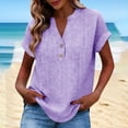 thumbnail image 4 of BSDJILFG Summer Eyelet Tops for Women Plus Size Vintage Embroidered Boho Shirts Buttons V-Neck Ladies Breathable Summer Lounge Blouses,3XL-5XL, 4 of 8