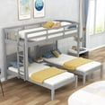 thumbnail image 3 of Wood Twin over Twin & Twin Triple Bunk Bed with Built-In Nightstand, 3 Bed Bunk Bed(Gray), 3 of 9