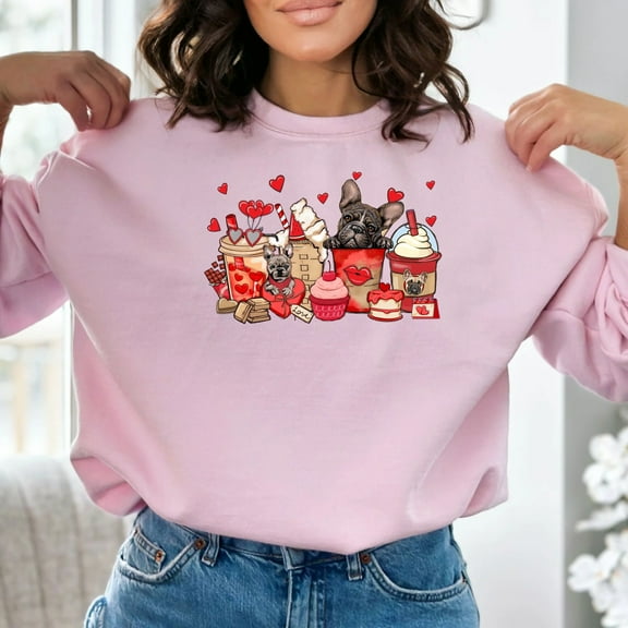 French Bulldogs and Coffee Valentine Sweatshirt