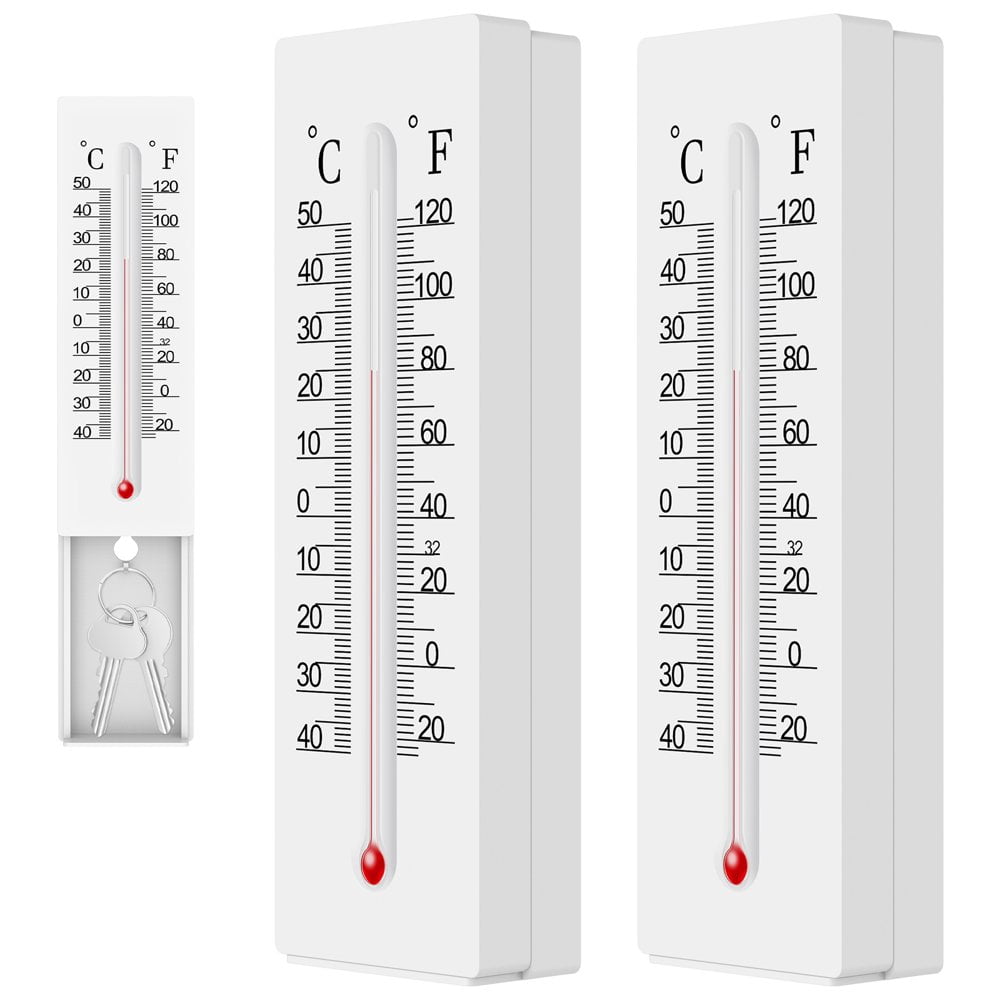 POINTERTECK 2 Pcs Thermomètre Analogique avec Compartiment Caché Haute Précision Hygromètre Portable pour Ranger Clés Pièces Argents