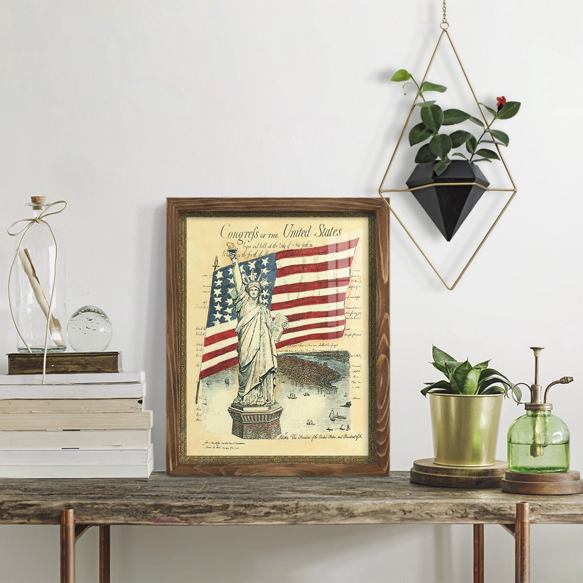 USE D # Proud To Be An American I -Framed Print w/glass-Walnut