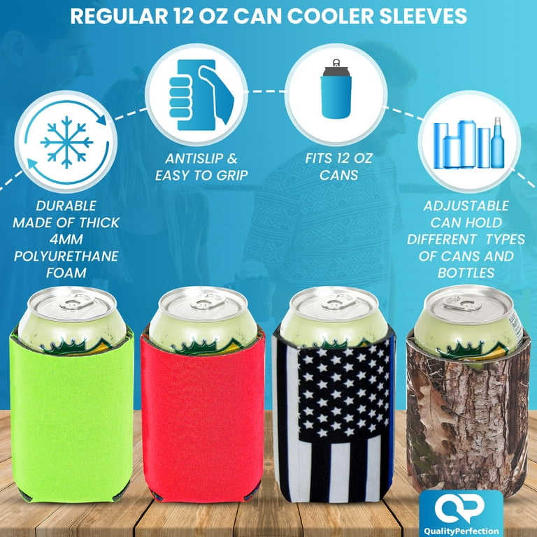 QualityPerfection Foam Can Cooler Sleeves Insulated 12oz Can Holder Set of  25