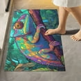thumbnail image 2 of Dreamtimes Toiletry Mat Vivid Color Chameleon Print, Luxury U-Shaped Toilet Rug, Soft Contour Mat for Bathroom Floor, Non-Slip Absorbent Bath Carpet, Dry Quickly, Machine Washable, 24"X20", 2 of 4