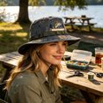thumbnail image 4 of Unisex Embroidered Fishing Bucket Hat with Wide Brim and Adjustable Windproof Dstring Sun Protection for Men Women 21.6-23.6in, 4 of 6