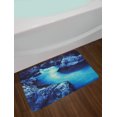 thumbnail image 2 of Waterfall Bath Mat, Frozen Dangerous Lake with Atmosphere of a Cave and Snow on the Rocks Nature, Non-Slip Plush Mat Bathroom Kitchen Laundry Room Decor, 29.5 X 17.5 Inches, Blue and Black, Ambesonne, 2 of 2