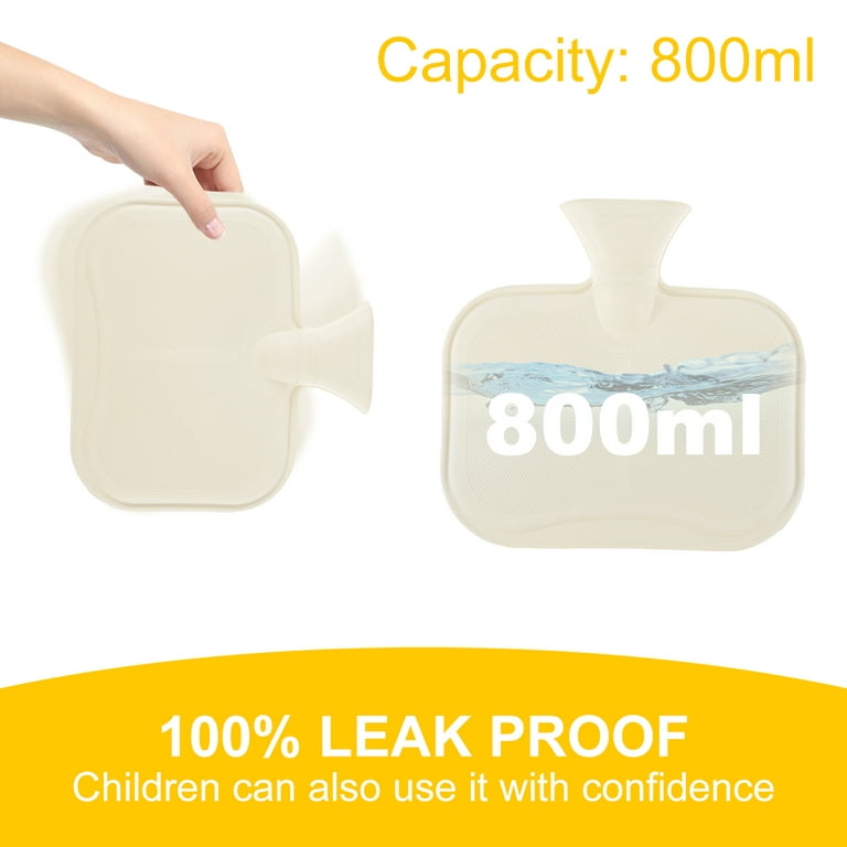 Hot Water Bottle 800ML Natural Rubber BPA Free-Durable Hot Compress 27 FL  OZ.
