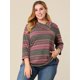 thumbnail image 4 of Top de Punto de Rayas Boho Cuello Vuelto Agnes Orinda Rojo 4XL, 4 of 6