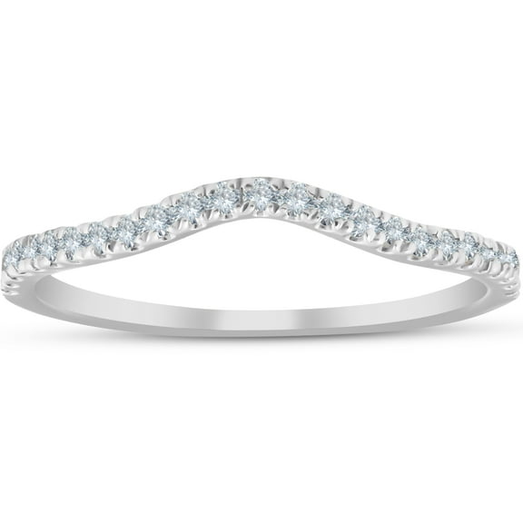 Pompeii 1/4 Ct Curved Diamond Guard Enhancer Wedding Ring 10k White Gold (H,I1-I2)