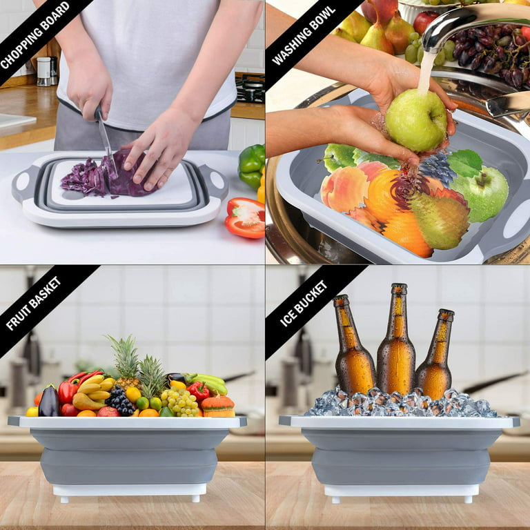 1pc Plastic Folding & Expandable Multifunctional Cutting Board With  Built-in Sink, Ideal For Outdoor Camping, Hiking, Convenient And Practical