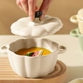 thumbnail image 3 of Ceramic Pumpkin Bowl with Lid and Handle, Ceramic Ramekins Pumpkin Bowls for Soup Baking, Casserole Dish Individual Severing Pot, Stoneware, Oven Safe, 10 FL Oz Capacity, 3 of 7