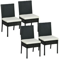 Resenkos Outdoor Dining Room Chairs, Patio Kitchen Chairs,4 PE Rattan Outdoor Dining Chairs with Cushions,Cream