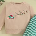 thumbnail image 4 of NOLDARES Infant Toddler Girls Cute 2pcs Fall Winter Outfits Long Sleeve Round Neck Print Top and Elastic Waist Pants Set Clothes Clothing(Green,18-24 M), 4 of 4