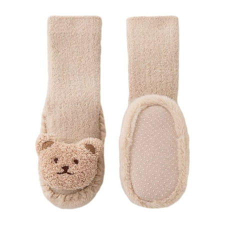 

Jxzom Baby Girl Cute Cartoon Bears Sock Shoes Soft Non-slip Sole Sock Shoes Warm Walking Shoes