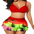 thumbnail image 1 of MesaSe Women 2Pcs Swimsuit Set  Solid Color Wrap Bikini Tops + Ruffle Skirt Bottom Set Beach Swimwear, 1 of 5
