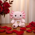 thumbnail image 2 of Ajolote de Peluche Rosa 35 cm, Corazón Arcoíris Bordado, Algodón PP, con Tarjeta de Identidad, Regalo Kawaii, 2 of 5