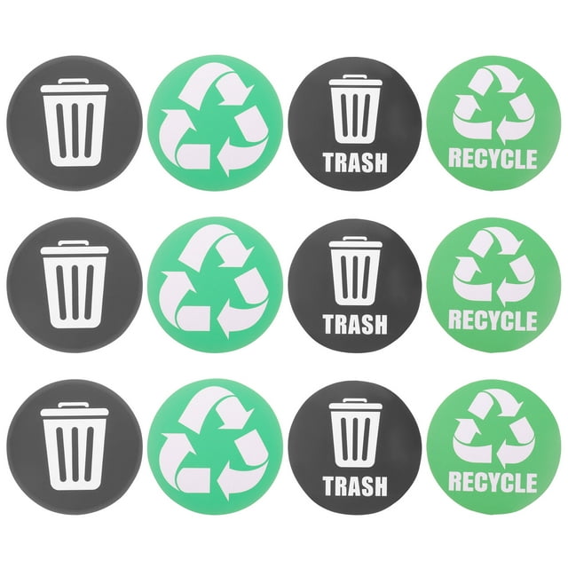 12Pcs Recycling Trash Can Stickers Self-adhesive Garbage Classification Stickers