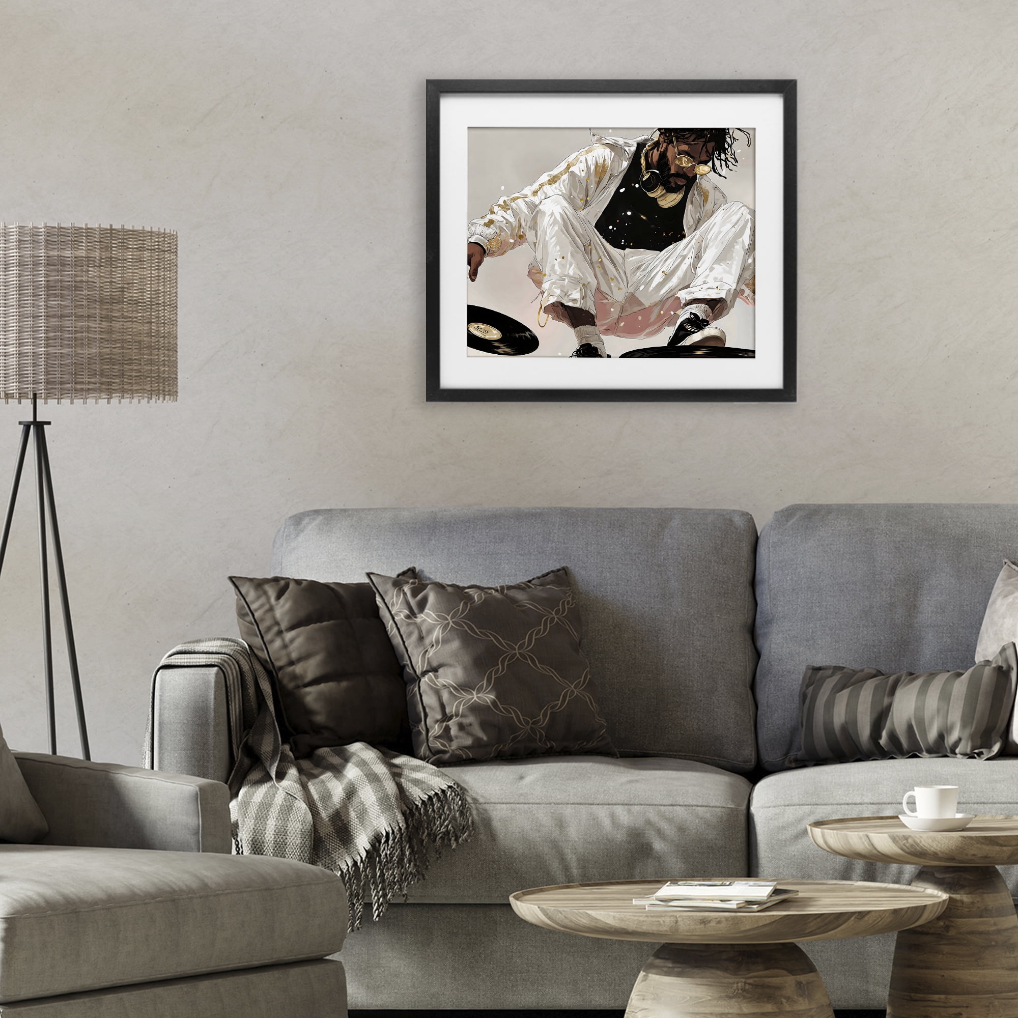 Stupell Industries Record Dance Stylish DJ Black Framed Print Under Glass, design by Franklyn Gregory