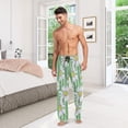 thumbnail image 2 of Men's Pajama Pants with Pockets Sleepwear Lounge Pants Stretch Casual Daisy Flower on Stripe, 2 of 6