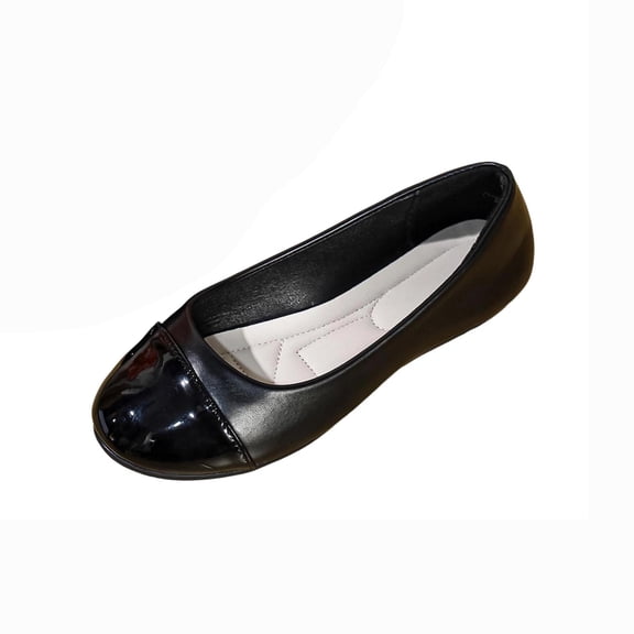 Ahabrexf Women's Slip-On Cap-Toe Flats, Comfortable Casual Shoes, Cushioned Sole for Work & Everyday