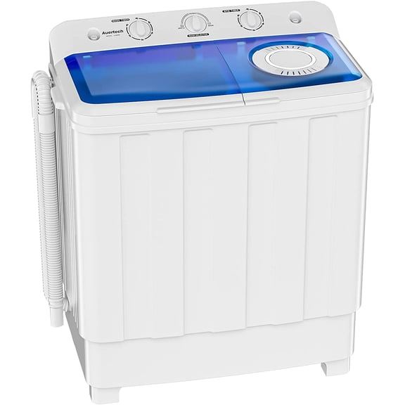 Portable Washing Machine, 28lbs Twin Tub Washer Mini Compact Laundry Machine with Drain Pump, Semi-automatic 18lbs Washer 10lbs Spinner Combo for Dorms, Apartments, RVs