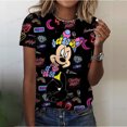 thumbnail image 2 of Camisetas de manga corta de verano, camisetas de gran tamaño para mujer, jersey con estampado de diamantes de Mickey Mouse, ropa de cuello redondo, 2 of 4