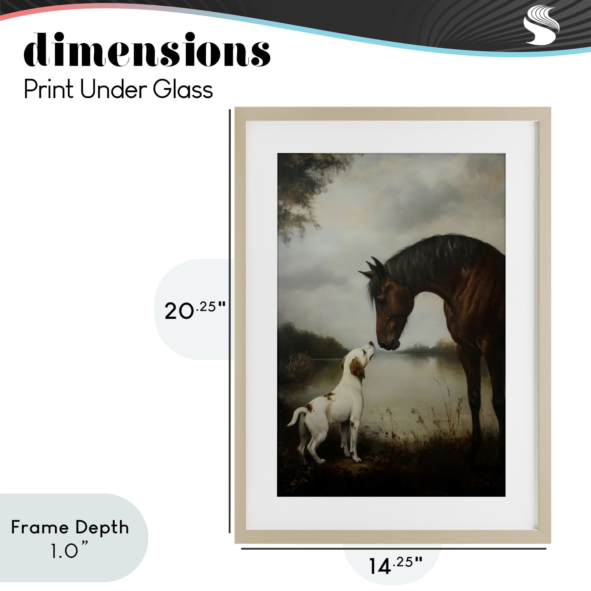 Stupell Industries Hound & Horse Companions Birch Framed Print Under Glass, design by Petal Prints Design