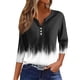 thumbnail image 1 of Camiseta de Mujer Camiseta Estampado Botón Manga 3/4 Diario Fin de Semana Moda Básica Cuello en V Regular Top Negro/3XL, 1 of 5