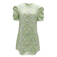 thumbnail image 5 of Lovzfmll Women's Sundress, Crew Neck Short Sleeve with Puff Sleeve & Texture, Casual Vacation Mini Dress Green, XL, 5 of 6