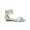 thumbnail image 2 of Liliana CG70 Women Mixed Media Snakeskin Strappy Low Wedge Zip Sandal, 2 of 5