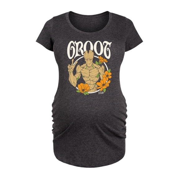 Marvel Guardians of the Galaxy - Groot Peace Flowers - Maternity Scoop Neck Graphic T-Shirt
