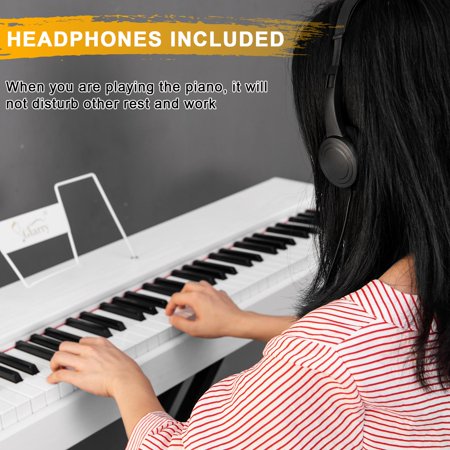 Glarry 88-Key Portable Keyboard Piano with Sustain Pedal for Beginners Adults Kids, White