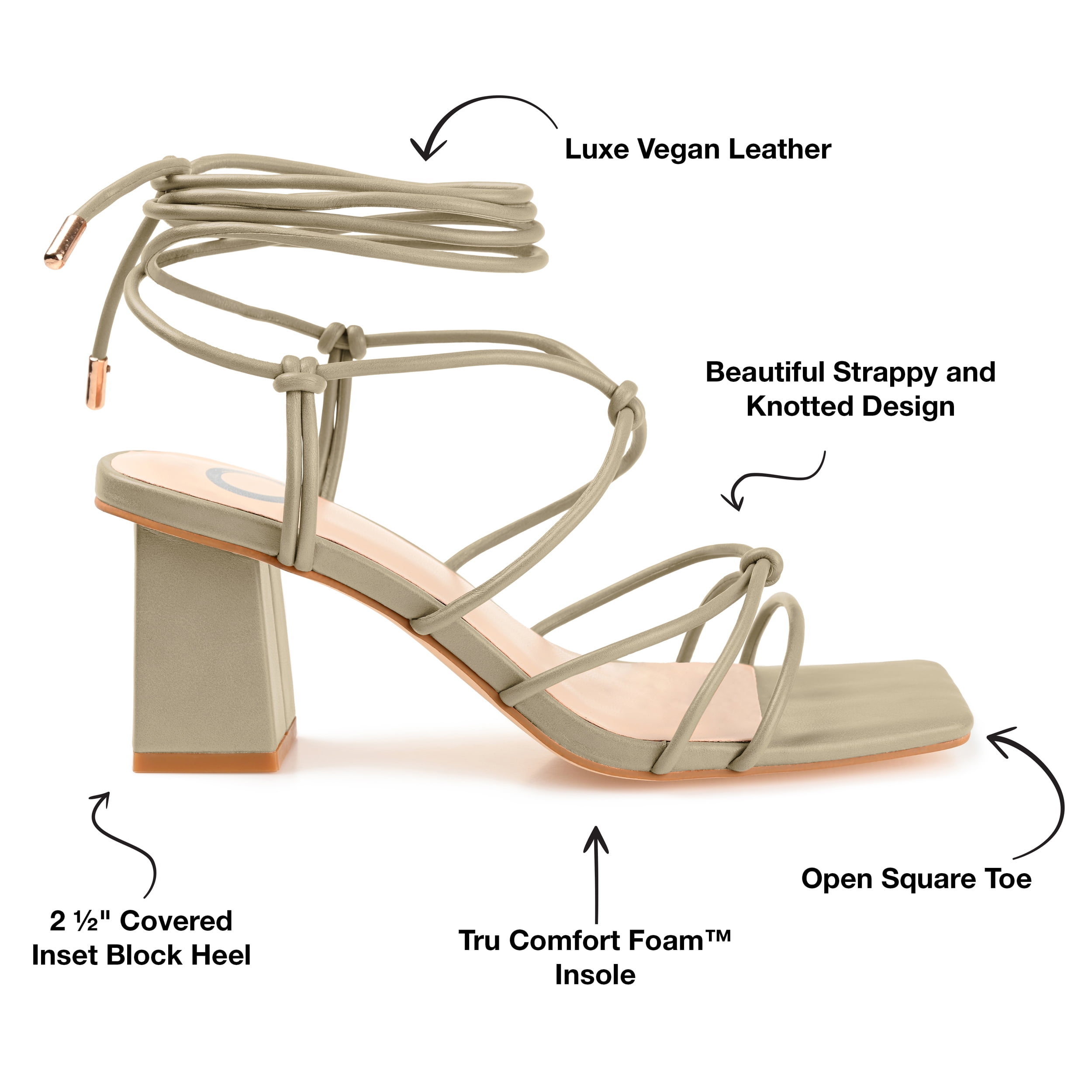 Journee Womens Harpr Open Square Toe Block Heel Dress Sandals