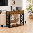 thumbnail image 2 of Topeakmart Vintage Wooden Console Table with Power Outlet for Home Living Room, Rustic Brown, 2 of 8