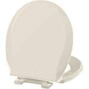 Toilet Seat Round 16.5 inch, Toilet Seat Soft Close No Slam Quiet, Easy Installation and Never Loosen, PP Safe Material, 24M Support, Almond