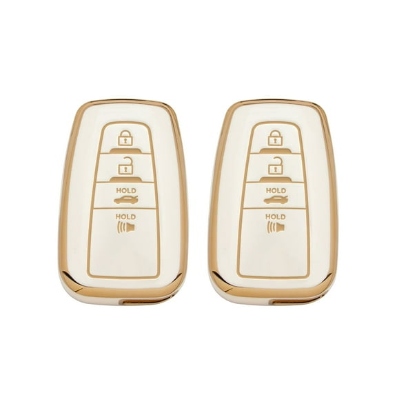 Xotic Tech 2Pcs White TPU Full Seal Cover 4-Button Smart Keyless Entry Remote Key Fob Shell Cover Compatible with Toyota Camry RAV4 C-HR Avalon Corolla Highlander Kluger Prius Prime PHV 86 / GT86
