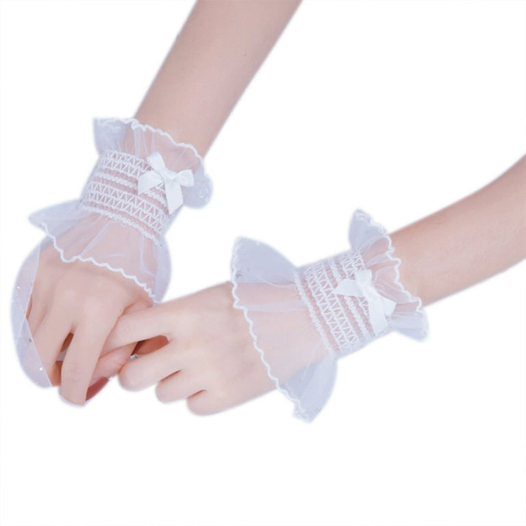 HeroNeo Japanese Lolita Sweet Shirred Elastic Wrist Cuffs Solid